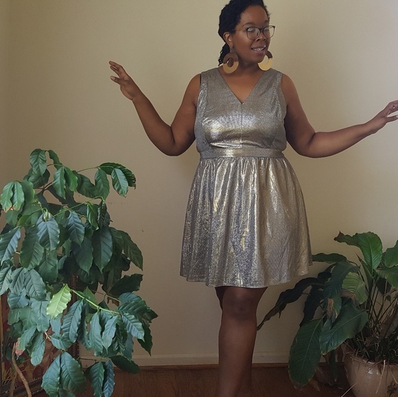 gold metallic dress plus size